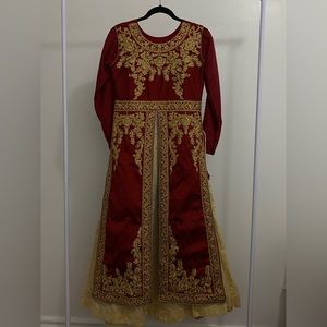 Maroon and gold Indian shalwar